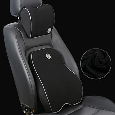Imagem de SUSANMAISON Conjunto lombar de encosto de cabeça para carro (preto)