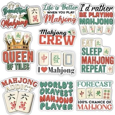Imagem de ULTRAVUTT [10 peças x 7.6 cm ] Adesivos de Mahjong chinês Mah Jong decalques presentes para decoração de festa decalque para garrafa de água, laptop, scrapbooking, skate, carro, bagagem, capacete
