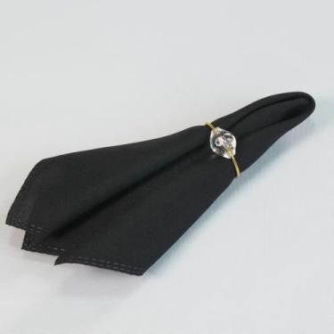 Imagem de Kit 2 Peças Guardanapo Oxford, 35x35cm, Tecido 100% Poliéster, Liso, para Mesa Posta, Refeições e Área Gourmet (Preto)