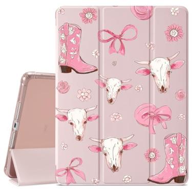 Imagem de VibrantFruitique Linda capa cowgirl para iPad Air de 11 polegadas, M3 (2025)/M2(2024), iPad Air 5ª (2022)/4ª geração (2020) 11 polegadas, capa com laço de botas de caubói rosa, suporte para lápis