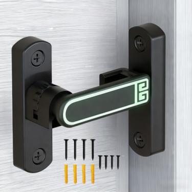 Imagem de Trava de porta de celeiro ajustável de 90/180 graus, pequena fechadura deslizante com altura ajustável de 0-7 mm (versão preto-luminosa)