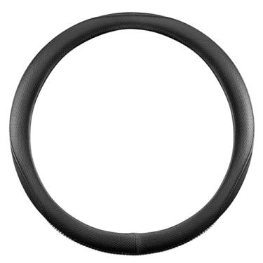 Imagem de Capa de volante, universal de 38 cm, protetor de volante de couro sintético, antiderrapante, respirável e compatível com aquecimento para carros, caminhões, SUVs, vans