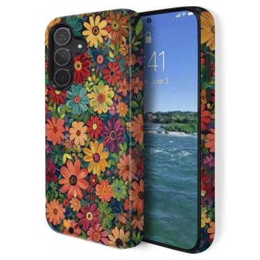 Imagem de GUYBFADFG Capa compatível com Samsung Galaxy A36 5G, capa de telefone resistente à prova de choque de camada dupla, flores coloridas encantadoras