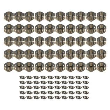 Imagem de Caixa de joias ferrolho trava antiga decorativa ferro liga de zinco estilo vintage trava de alternância para caixas de madeira caixas de joias caixas de presente 29x27mm 50 (Cor Bronze)