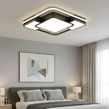 Imagem de Luminária Sobrepor Led Quadrada 48w Moderna Teto Sala Quarto Cozinha L