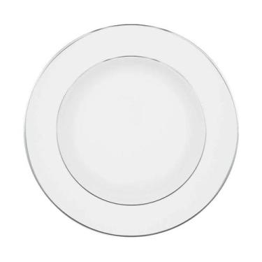 Imagem de Prato Fundo 23,5Cm Sopa Porcelana Luxo Borda Prata Diamond - Oxford