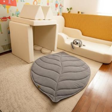 Imagem de Tatame Infantil Formato Folha – Tapete Infantil em Tecido Macio e Acolchoado com Design Moderno - Little Duck (Cinza)