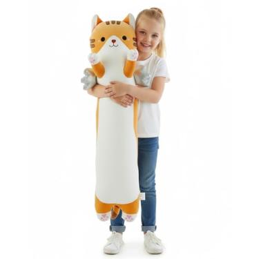 Imagem de Somao 23.6" Long Cat Plush Pillow with Wings - Super Soft Stuffed Animal for Kids & Adults, Cute Body Pillow for Sleeping, Squishy Cat Plushies Gifts for Girls (Yellow)