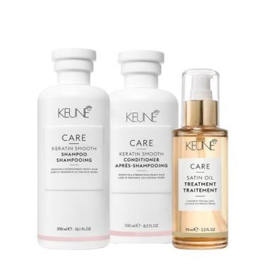 Imagem de Kit Keune Care Keratin Smooth Shampoo Condicionador e Satin Oil  (3 pr