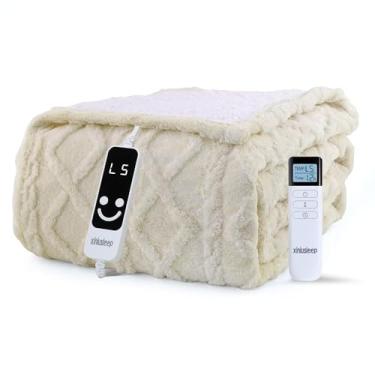 Imagem de XINIUSLEEP Cobertor elétrico aquecido 127 x 152 cm, manta elétrica de tafetá sherpa macia com 5 níveis de aquecimento e desligamento automático de 1 a 12 horas, manta aquecida com proteção contra