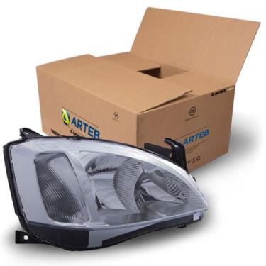 Imagem de Farol Cromado Lado Direito Sem Regulagem Eletrica Lente Raiada Arteb M