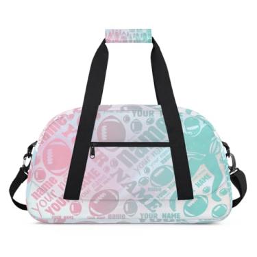 Imagem de Bolsa esportiva personalizada com nome de futebol colorido com nome, bolsa de dormir personalizada, bolsa de fim de semana, bolsa de treino para dança, balé, academia, ginástica, mala, viagem