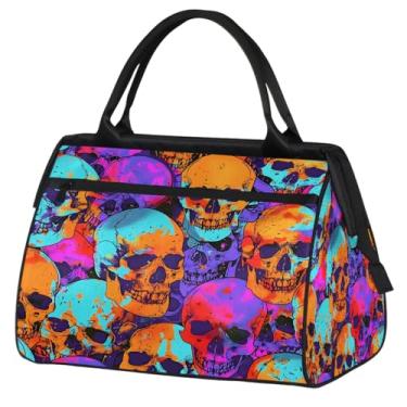 Imagem de Bolsa pequena para o fim de semana para mulheres, homens, flores, girassol, papoula, retrô, dobrável, bolsa de viagem, Cor: 18, 15.2*8.3*11.6 inch, Moderno