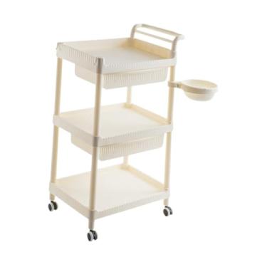Imagem de Ｂｅｓｇａ Organizador de armazenamento de 3 camadas, carrinho de utilidades com rodinhas, suporte para utensílios portáteis, carrinho com rodinhas para salão de, 2 Gavetas