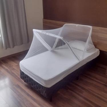 Imagem de Mosquiteiro Tenda Retrátil Acoplável ao Colchão – Estrutura Resistente, Portátil e Dobrável para Cama Solteiro e Casal(Branco solteiro 78~88x188)
