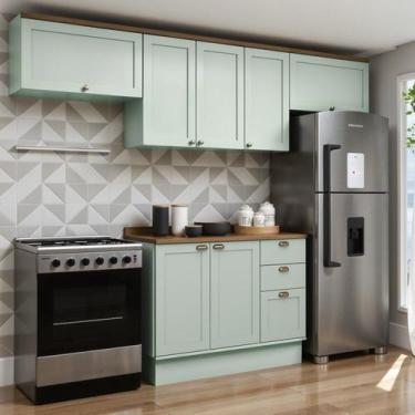 Imagem de Cozinha Modulada 4 Peças 100% Mdf Americana com Tampo e Rodapé Ilumina