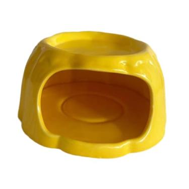 Imagem de Generic Casinha de cerâmica para hamster em formato de, comedouro de desenho animado para uso interno, habitat para hamster, furão, esquilo, gerbo e, Amarelo