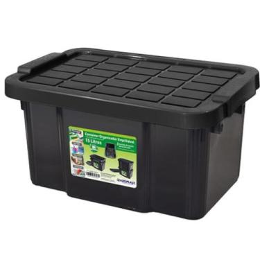 Imagem de Caixa organizadora com tampa 15 litros empilhável - 25886 - Arqplast