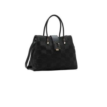 Imagem de Bolsa de Mão Feminina Chenson Mix Texturas Preto 3484999-Feminino