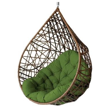 Imagem de Cadeira Balanço Ninho Suspenso Gota Tramado Com Almofada Argila/verde