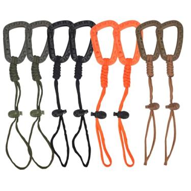 Imagem de HeXueLy Pacote com 8 clipes táticos com cordão de nylon, chaveiro mosquetão de plástico resistente para mochilas, sistemas Molle, bolsas, caminhadas, acampamento - anel em D seguro e ganchos de