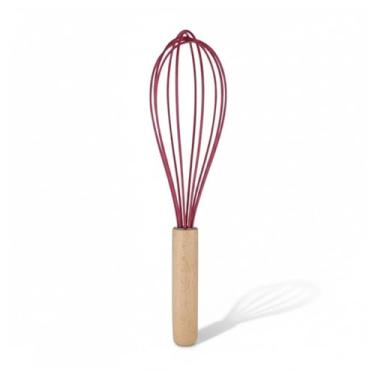 Imagem de Batedor de Claras Fouet Silicone 26cm com Cabo Bambu Resistência, Eficiência e Durabilidade (Vermelho)
