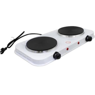 Imagem de Fogão Elétrico Portátil 2 Bocas, 2000 Watts, 110v, Revestimento Antiaderente, 5 Níveis de Temperatura, 43x21x4cm