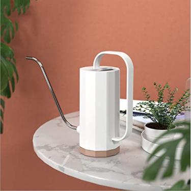 Imagem de Vaso de irrigação de plantas leve para plantas regador de jardim bico longo de aço inoxidável com alça grande fácil de usar para jardinagem interna e externa (branco)