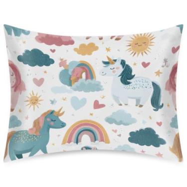 Imagem de Fronha de cetim para cabelo e pele 51 x 66 cm, capa de almofada decorativa de unicórnios para mulheres e homens, fronhas macias e macias com envelope