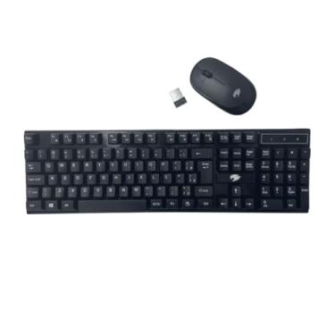 Imagem de Kit Teclado e Mouse Sem Fio 2.4G ABNT2 com Atalhos, Plug & Play, Silencioso, Ergonômico para PC e Notebook – Combo Wireless com Receptor USB – Disponível nas Cores Preto e Branco (Preto)