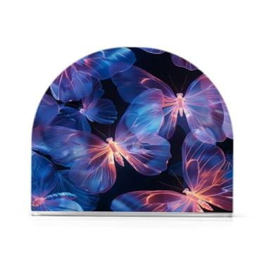 Imagem de Qilmy Lindo porta-guardanapos de borboleta azul dourado para mesas - porta-guardanapos para cozinha, porta-guardanapos de mesa, porta-guardanapos de coquetel, porta-guardanapos de papel270