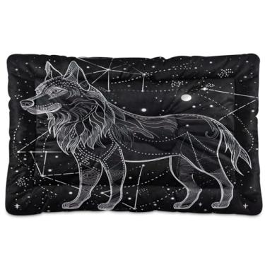 Imagem de Wassud Cama de cachorro pequena lavável com desenho de lobo, tapetes para cães pequenos, almofada portátil macia para animais de estimação, cama antiderrapante para cães e gatos, almofada confortável