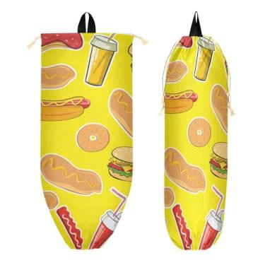 Imagem de xigua Food Burgers Suporte de parede de plástico com cordão 1 pacote, organizador de sacolas de supermercado reutilizável para bolsas, meias, roupas íntimas e gravatas