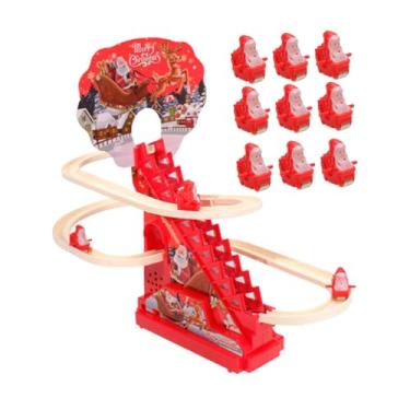 Imagem de menolana Brinquedo elétrico do Papai Noel subindo escadas com luz e música, decoração para casa, lembrancinha de festa, jogo de escorregador, brinquedo, com 12 Figuras Do Papai Noel