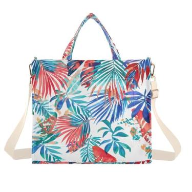 Imagem de CEBUGI Bolsa feminina Tropical Leaves com alça de ombro ajustável para trabalho, faculdade, viagem, P, A420, Medium