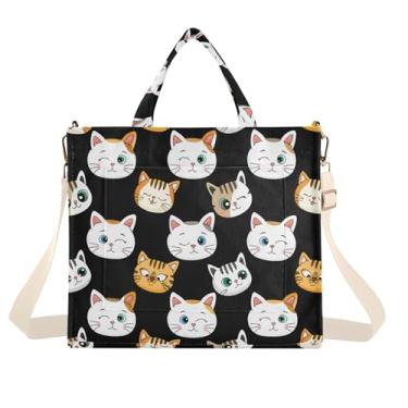 Imagem de Burbuja Sacola feminina com cara de gato fofa, bolsa tiracolo de veludo cotelê, bolsa transversal para compras, trabalho, viagens, C278, Medium