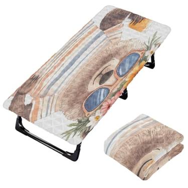 Imagem de Burbuja Lençol de berço com grinalda de flores de urso para crianças, lençol de cochilo acolchoado portátil com faixa elástica para meninas e meninos, lavável na máquina, 63,5 x 127 cm