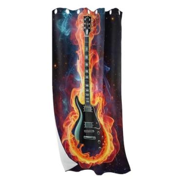 Imagem de CEBUGI Cortinas blackout pretas para guitarra elétrica para quarto, sala de estar, painéis de cortina de janela com isolamento térmico (1 painel, 107 cm L x 213 cm C)