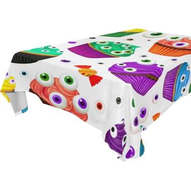 Imagem de Burbuja Toalha de mesa colorida para cupcakes de Halloween, toalha de mesa retangular, anti-rugas, grossa para decoração de jantar, cozinha, festa, 137 x 183 cm