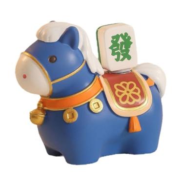 Imagem de Kuntesetty Estatueta de Cavalo em Resina - Enfeite Feng Shui - Presente para Mesa - Ideal para Lembrancinhas e Decoração de Sala de Estar, Azul