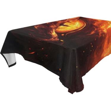 Imagem de Burbuja Toalha de mesa com olhos de fogo, toalha de mesa quadrada anti-rugas grossa para decoração de jantar, cozinha, festa, 152 x 152 cm