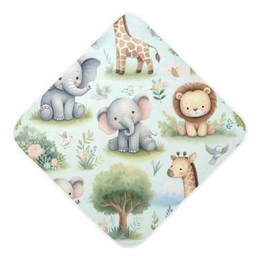 Imagem de Burbuja Toalha de banho de bebê Woodland Animals - Toalha com capuz de musselina macia e absorvente para recém-nascidos, 76 x 76 cm