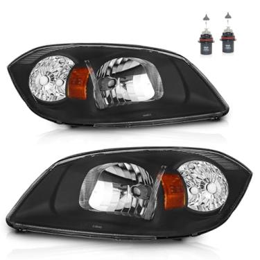 Imagem de KarSpareHub Faróis para Chevy Chevrolet Cobalt/2005-2006 Pontiac Pursuit/2007-2009 Pontiac G5 (lâmpadas incluídas), preto