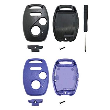 Imagem de Capa de chave de substituição para Honda Accord Crosstour Civic Odyssey CR-V CR-Z Fit 3 botões sem chave Capa de chave de carro (preto azul)
