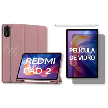 Imagem de Capa Smart Case para Xiaomi Redmi Pad 2 11'' – Magnética, Sleep/Wake, Suporte para Caneta, Tampa Magnética e Suporte Integrado (Rose-dourado, Capa + Película + Caneta)