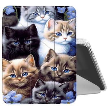 Imagem de DIGTIALL Capa transparente para iPad (A16) 11ª geração 11 polegadas 2025/iPad 10ª geração 10,9 polegadas 2022 com suporte dobrável em forma de Y, capa projetada para despertar/dormir automaticamente