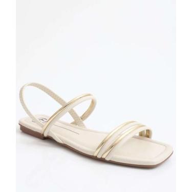 Imagem de Sandália Feminina Rasteira Metalizada Moleca Dourado-34106, 37, Dourad