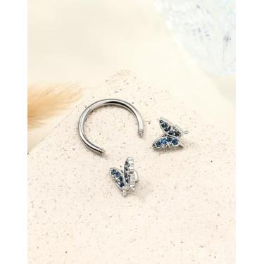 Imagem de Anéis de nariz de borboleta, anéis de septo de aço cirúrgico 316L, anéis de nariz 16G para mulheres, kit de piercing de orelha cartilagem concha torre tragus brincos Daith - 10 mm, 16g 10mm, Aço