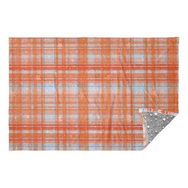 Imagem de CEBUGI Cobertor de travesseiro xadrez aquarela 2 em 1 cobertor aconchegante de flanela para viagem com bolsa macia 165 x 139 cm fronha para viagens de trem de avião