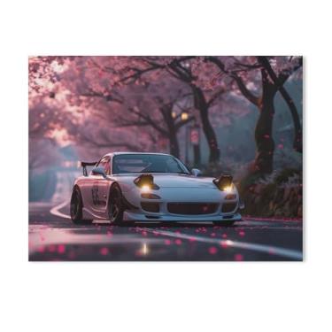 Imagem de HouLaiZhe Flor de cerejeira carro Rx7 Jdm pôsteres tela estética decoração de quarto pintura de parede impressões de sala de galeria decoração de parede para quarto sala de estar escritório 18 x 24